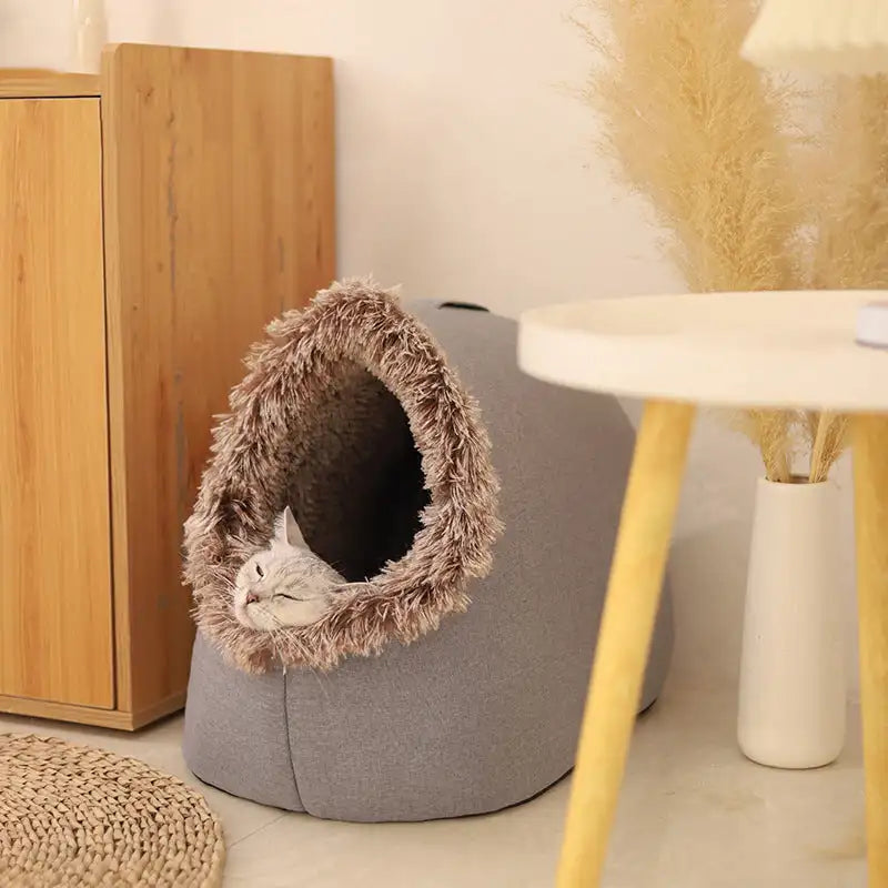 Cat Bed Comfortable Pet Sleeping Bed, Portable Cat Bed Warm and Thickened Pet Bed with Handle Portable Cat Bed Winter Pet Suppli