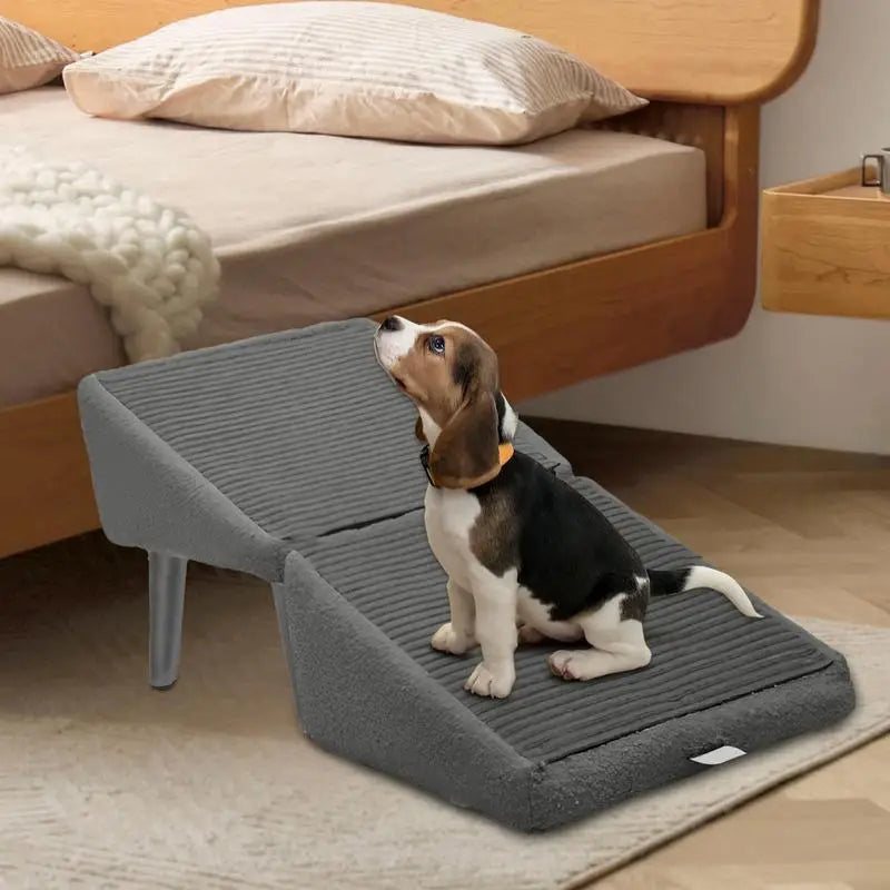 Dog Ramp Stairs Wooden Foldable Kitten Puppy Ladder Anti-Slip Pet Footrest Stool Multifunctional for Cats or Pets