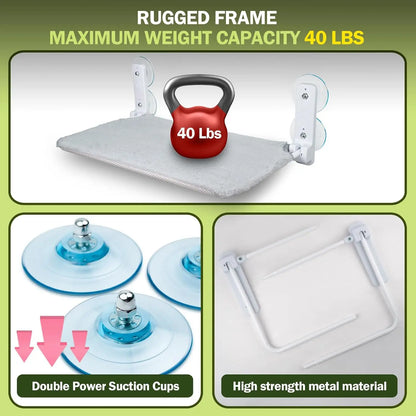 Cat Hammock with 2-In-1 Reversible Cover Suction Cup Foldable Hammock Suspended Cat Nest Bed Balcony Window Glass Cat Hammock