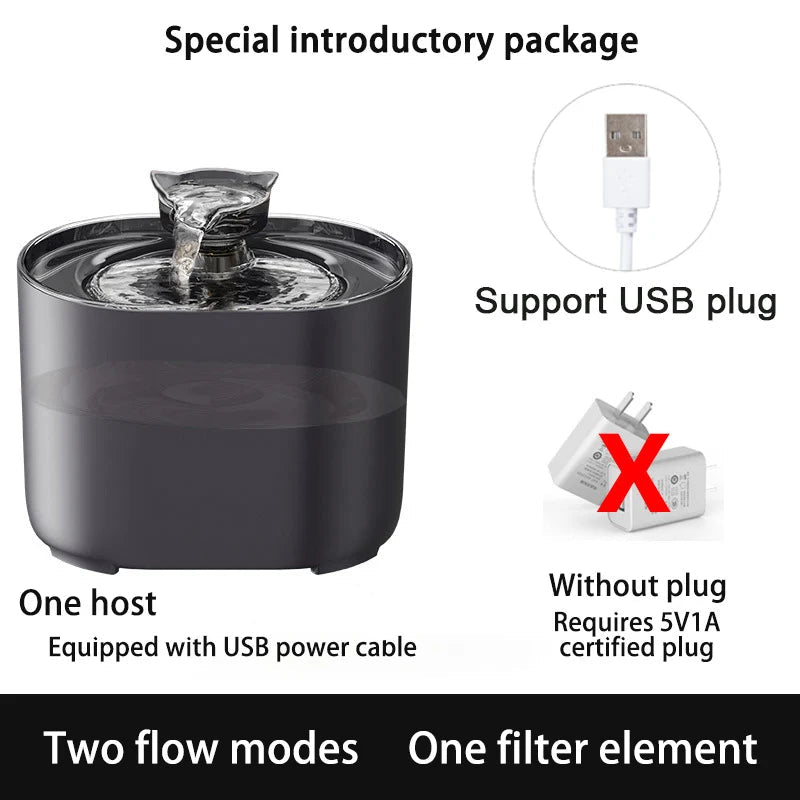 Cat Water Fountain Auto Recirculate Filtring Cats Dog Water Dispenser USB Electric Mute Pump Cat Ear Pet Cats Drinking Fountain