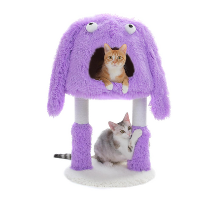 2 in 1 Cat Scratching Post with Big Cozy Condo