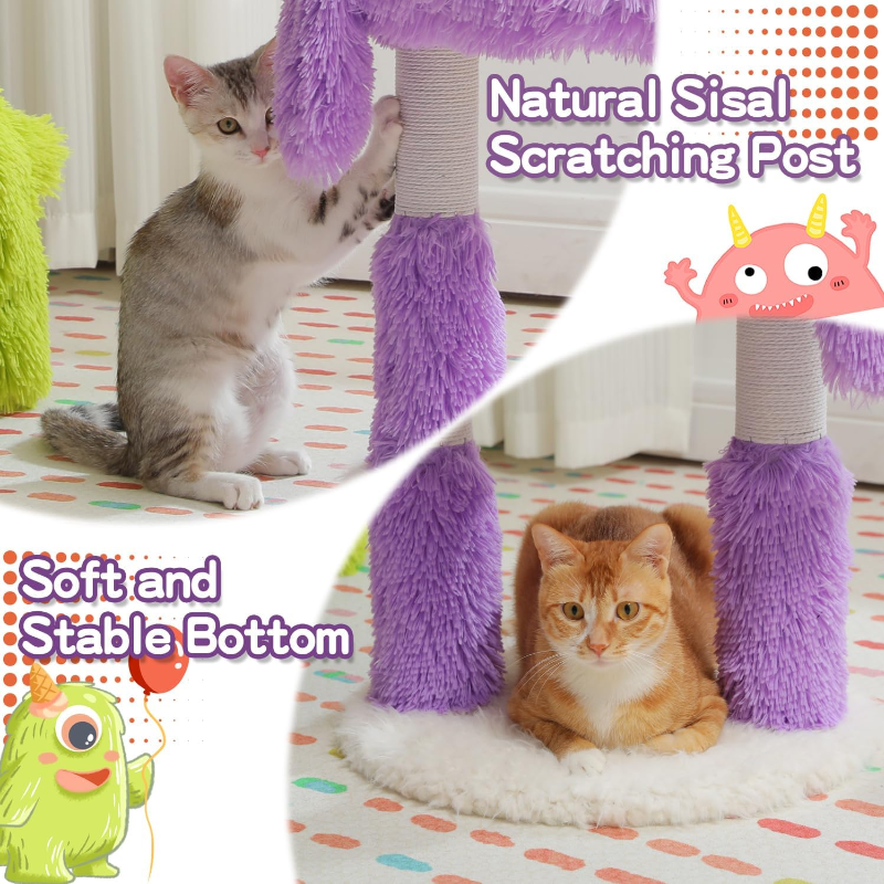 2 in 1 Cat Scratching Post with Big Cozy Condo
