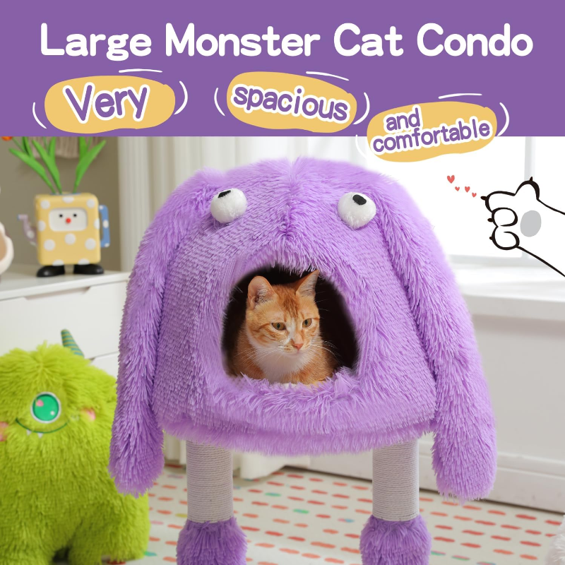 2 in 1 Cat Scratching Post with Big Cozy Condo