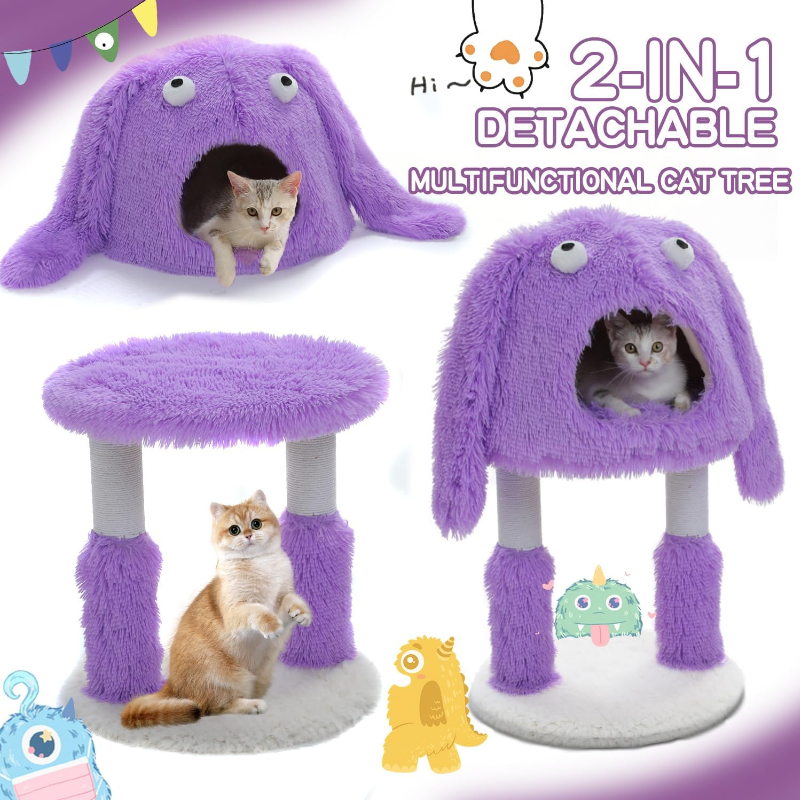 2 in 1 Cat Scratching Post with Big Cozy Condo